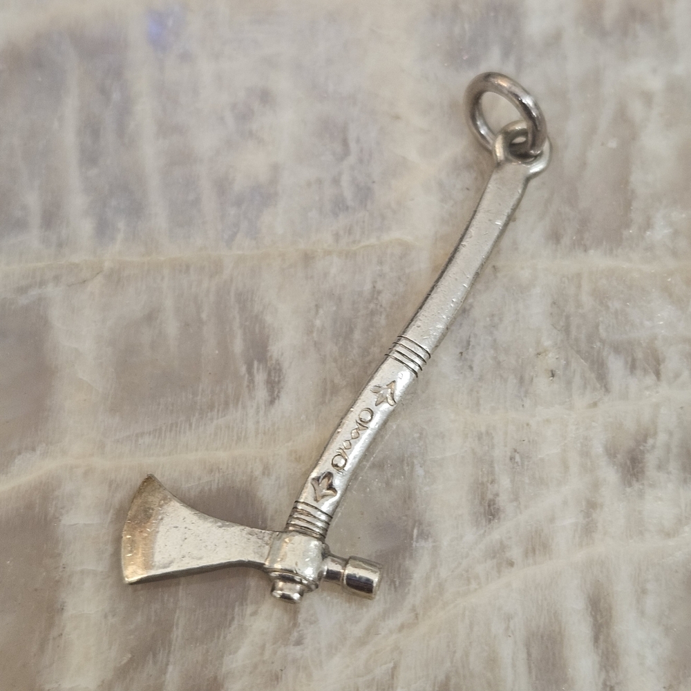 Sterling Silver Peace Pipe Tomahawk Pendant Necklace Handmade Native American
